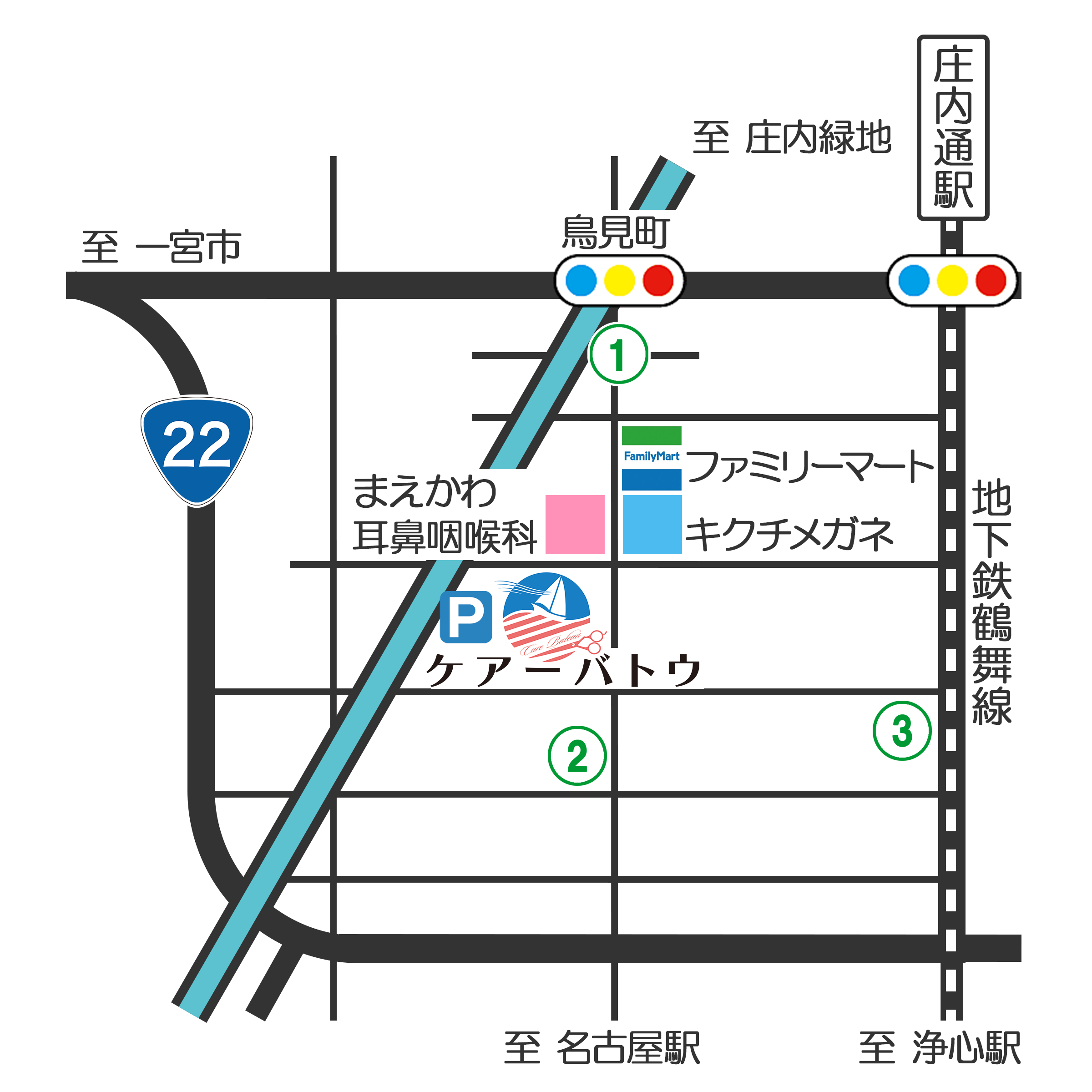 ケアーバトウ付近案内図